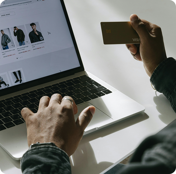 Customer shopping online with a payment card